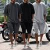 Herrspårar Summer Man Outfit Cotton Lose Short Sleeve T-shirt och Shorts Set O-Neck Tracksuit Overized Casual Sports Kit 2 Piece