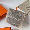 Helt handgjorda tygväska Designer Skew Bag Classic Luxury Clamshell Bag18cm 19cm Dimensions Importerade OKULTIVERAD LIAZARD HUDBESWAX TRÅD SY