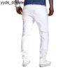 Purple Jeans Sfit Mode Solide Hommes Blanc Hommes Sexy Ripped Trou Détresses Lavé Skinny Mâle Casual Vêtements d'extérieur Pantalons Hip Hop 2021 5XL2