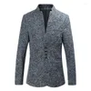 Herrdräkter 2024 Multi -knapp Slim Fit Stand Up Collar Suit Youth Fashion Leisure Business Bankettklänning