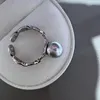 Cluster ringen natuurlijke zilver grijze parel ring 7-8MM Japan Sea Akoya Gendo Ma varken neus open verstelbare hoogwaardige sieraden geschenken