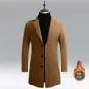 Mens Winter Warm Wool Blend Trench Coat Double Breasted Fashion Long Coat Mens Classic T Coat Plus Size 3XL Winter Coat Men 240118