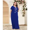 Roupas étnicas Abayas Africanas para Mulheres Dashiki Plus Size Caftan Algodão Kaftan O-pescoço Jilbab Vestido Solto Mangas Curtas Cobrir