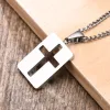 Men Necklaces, Cross Cut Out Pendant, 14k Yellow Gold Small Dog Tag Necklace, Christ Religion Jewelry