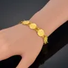 Bracciale con moneta d'oro Gioielli etnici Bracciale Allah vintage in oro giallo 14k Islam Catena a maglie di gioielli retrò religiosi per uomini/donne