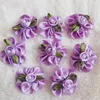 Dekorativa blommor 30st Purple Satin Ribbon Flower Bows Pearl Rose Artificial Appliques Fabric Wedding Sy Craft Handmade presentförpackning