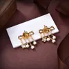 Luxury designer Jewelry Women letters Pearl Charm Earrings Gold Necklace Jewelry Sets High-end Elegant Girl Star Stud Gift Copper