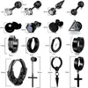 Stud Earrings 16 Pairs Men Set Black Stainless Steel Cross Dangle Hoop & Ear Fashion Piercing Jewelry For Birthdays Parties&More