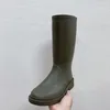 Bottes de pluie en caoutchouc à bout rond pour femme, chaussures de printemps et d'automne à fond épais, mi-mollet décontractées