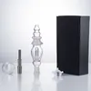 Glassvape666 NC039 Dab Rig Glasbong Rauchpfeifen-Box-Set 14 mm Titan-Quarz-Keramik-Nagelwachsschale Turm-Stil In-Line-Wasser-Perc-Bubbler-Bong