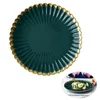 Dinnerware Sets 265x265x3cm Gold Chrysanthemum Dish Creative Retro Dark Green Ceramic Plates Size 10inch