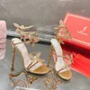 Crystal Butterfly Sandals Stilletto Obcasy Kapcie Slajdy buty na pięcie luksusowe skórzane podeszwa wieczorowa impreza seksowne buty rozmiar 35-43 z pudełkiem