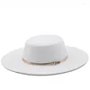 Bérets femmes laine feutre chapeaux blanc 9.5 cm large bord Fedoras pour la fête de mariage porc tarte Fedora chapeau disquette Triby