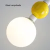 Lampes suspendues Memphis coloré chambre chevet lumière boule verre abat-jour haut plafond suspension lustre rouge jaune bleu G9