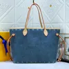 Sac de shopping de luxe classique Sac fourre-tout de designer 2pcs Sacs à main femme Ne jamais faire du shopping Sac de shopping en denim de qualité 7A Sac de voyage de loisirs de week-end Sac de plage Sac de maman