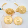 Necklace Earrings Set And Bangle Ring 3Pcs For Women Weddings Bride 18k Gold Color Ear Clip Finger Jewellery Accessories