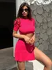 Spódnice 2-częściowe zestawy stałe dzianiny kobiety o szyjce z krótkim rękawem guziki dzielone bodycon mini swobodny zestaw streetwear