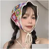 Hårklämmor Barrettes Y166 Delikat blommönster Coghet Turban Girl Scarf Sticked Pannband för kvinnor Fashion Po Accessory Drop Deliv Dhzgq