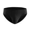 Underpants Trendy Man Briefs Comfy Men Triangle Cutting Solid Color Ice Silk Thin Male Panties