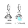 Gorący nowy Sier Glow-in-the-Dark Firefly Dangle Charm Pendant Pead Fit Fit Oryginalne Uroki bransoletki dla kobiet DIY Jewelry