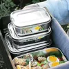 Dinnerware 1/2/3 Grids 304 Stainless Steel Lunch Bento Box Container Double Buckle Snack Storage Sealed Insulation