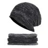 Bérets 2 pièces / ensemble chapeau d'hiver ensemble d'écharpe tricoté doux en peluche élastique anti-dérapant épais résistant au froid bonnet de cyclisme cou Wrp plus chaud
