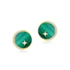 Boucles d'oreilles en Malachite naturelle, en argent Sterling S925, plaqué or 10k, cristaux de Zircon, pierre précieuse, étoile, lune, pour femmes