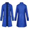 Costumes pour hommes Royal Blue Floral Jacquard Cosplay Long Costume Veste Hommes Steampunk Costume Médiéval Mens Pirate Viking Renaissance Tuxedo Manteaux