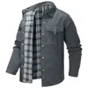 US Men's Large Lapel Plaid Flannel Casual Jacket with European and American Retro Western Style Jacket