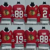 Mens Chicago Blackhawks 2 Duncan Keith 19 Jonathan Toews 88 Patrick Kane Red New Brand 100% Ed Ice Hockey Jersey Size S-3XL FRO