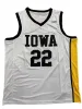 Новинка 2022 года, баскетбольная майка NCAA Iowa Hawkeyes 22, Кейтлин Кларк, размер колледжа, молодежная, для взрослых, белая, желтая, круглая, цветная