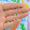 Studörhängen mini söt dinosaurieform med färgglada kubiska zirkonier för kvinnor flickor guldpläterade små djur piercing örhänge
