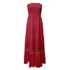 Casual Dresses Womens Bohemian Strapless Dress Sexy Off Shoulder Lace Trim Backless Flowy A Line Beach Long Maxi Summer