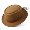 Berets 2024 wieprzowina czapka dla kobiet fedora mężczyzn wełna płaska trilby fascynator rozmiar 58 cm