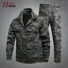 Men's Tracksuits Camouflage Military Sets Mens Wear-resistant Multi-pockets Shirts Jacket Cargo Pants Suits Outdoor Hiking Hunting Clothing