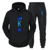 Parcours masculins Coupages de sports sportives K ou Q Sweats à capuche imprimés et pantalons deux pièces Automne Lover Fashion Streetwear Streetwear Men Femmes Matching