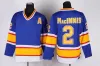 Hommes 1996 Vintage # 2 Al Macinnis Hockey Jerseys Chemises cousues bleues 2002 Nation Team Rouge Noir A Patch M-XXXL