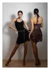 Сценическая одежда 2024, леопардовое сексуальное платье для латинских танцев, женские подтяжки, тренировочная одежда, румба, сальса, танго, черный цвет