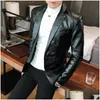 Mens Fur Faux 2021 Jeune Costume Casual Noir Rouge Blanc Slim Fit Hommes Veste En Cuir Pure Couleur Pu Blazers Vestes Pour Homme Drop Livraison A Dh9Yi