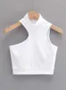 Женские блузки, рубашки, женский укороченный топ с высоким воротом и вырезом, активный асимметричный укороченный топ на бретелях YQ240120