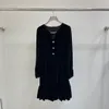 10062 XL 2024 Runway Dress SPring Summer Dress Black Crew Neck Brand Same Style Womens Dress Fashion High Quality weilaG846