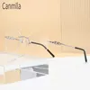 Lunettes de soleil Cadres Pure Titanium Rimless Lunettes Hommes Femmes Sans cadre Prescription Lunettes Cadre Ultraléger Lunettes irrégulières avec diamants