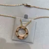 High version v gold V High Version Full Sky Star Pancake Necklace with Rose Gold Plating for Women, Advanced Fashion, Light Round Pendant, Clawbone
