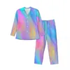 Herren-Nachtwäsche, bunte Regenbogen-Pyjama-Sets, mehrfarbig, fließend, trendig, männlich, lange Ärmel, lockerer Schlaf, 2-teilige Nachtwäsche, große Größe 2XL