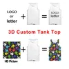 Herrtankstoppar ifpd 3d Men's ärmlösa skjortor tropisk stil tryck strand sommar avslappnad väst plus size bodybuilding fitness skjorta