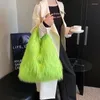 イブニングバッグ長い毛皮の模倣ハンドバッグ女性クリエイティブフェイクY2Kスタイルショッピングトートバッグスパイシーな女の子ウールの女性冬