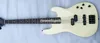 Op voorraad 4 snaren Duff Mckagan Precision Bass Cream White elektrische basgitaar Skull Bone gegraveerde nekplaat Zwarte kop Zwarte hardware