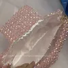 Borse da sera Borsa da donna invernale con perline di alta qualità Borsa a tracolla da donna con patta rosa colorata intrecciata a mano con fibbia magnetica