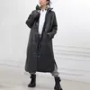 Femme's Down YANA Mode Lâche Épais Simple Col Montant Parkas Femmes Élégant Hiver Faux Cuir Manteaux Longues Vestes En Coton Dames