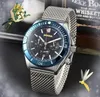 Sub Dials Work Men Big Dial Watches Stopwatch Japan VK Quartz Movement Chrolograph All rostfritt stål Casual Business Swim Sapphire Luminous No-Mechanical Watch